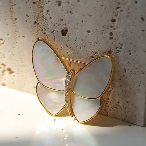 Butterfly Colorful Mother of Shell Brooch - House Of Pearls